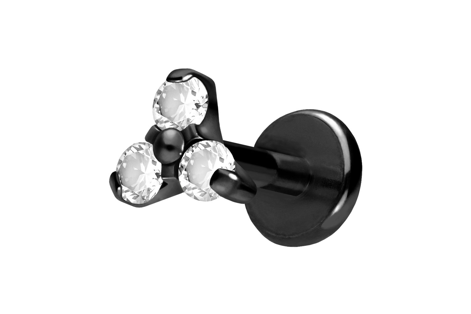 Titan Labret Piercing mit Push Fit KRISTALLBLUME